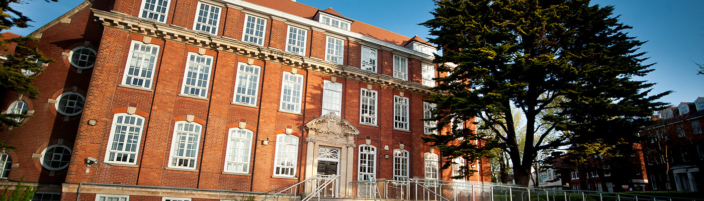 The front of the College Main Building