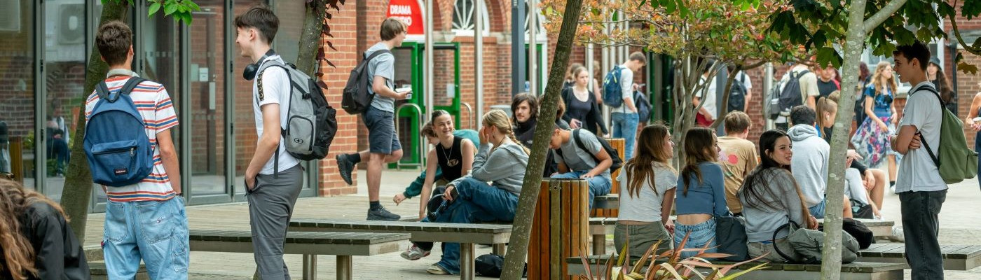 BHASVIC students talking outside