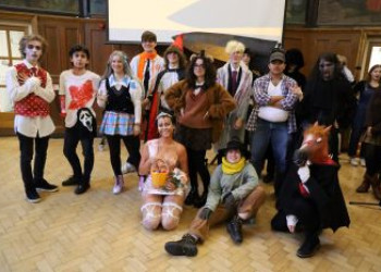 BHASVIC students take part in a fancy dress competition for Bhasoween