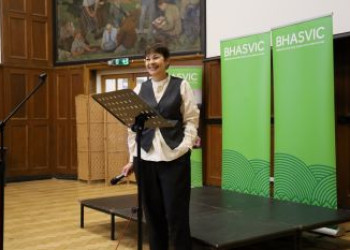 Caroline Lucas MP delivering a talk at BHASVIC