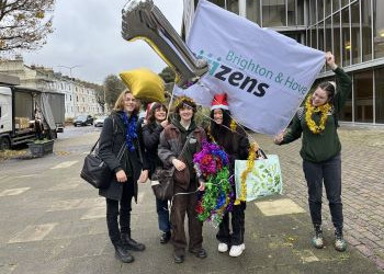 BHASVIC wellbeing ambassadors at a Brighton & Hove Citizens campaign event