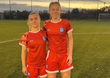 BHASVIC students Caitlin & Tilly in their England kit