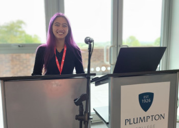 BHASVIC student Ilse speaks at the Growing Greener Sussex event at Plumpton College