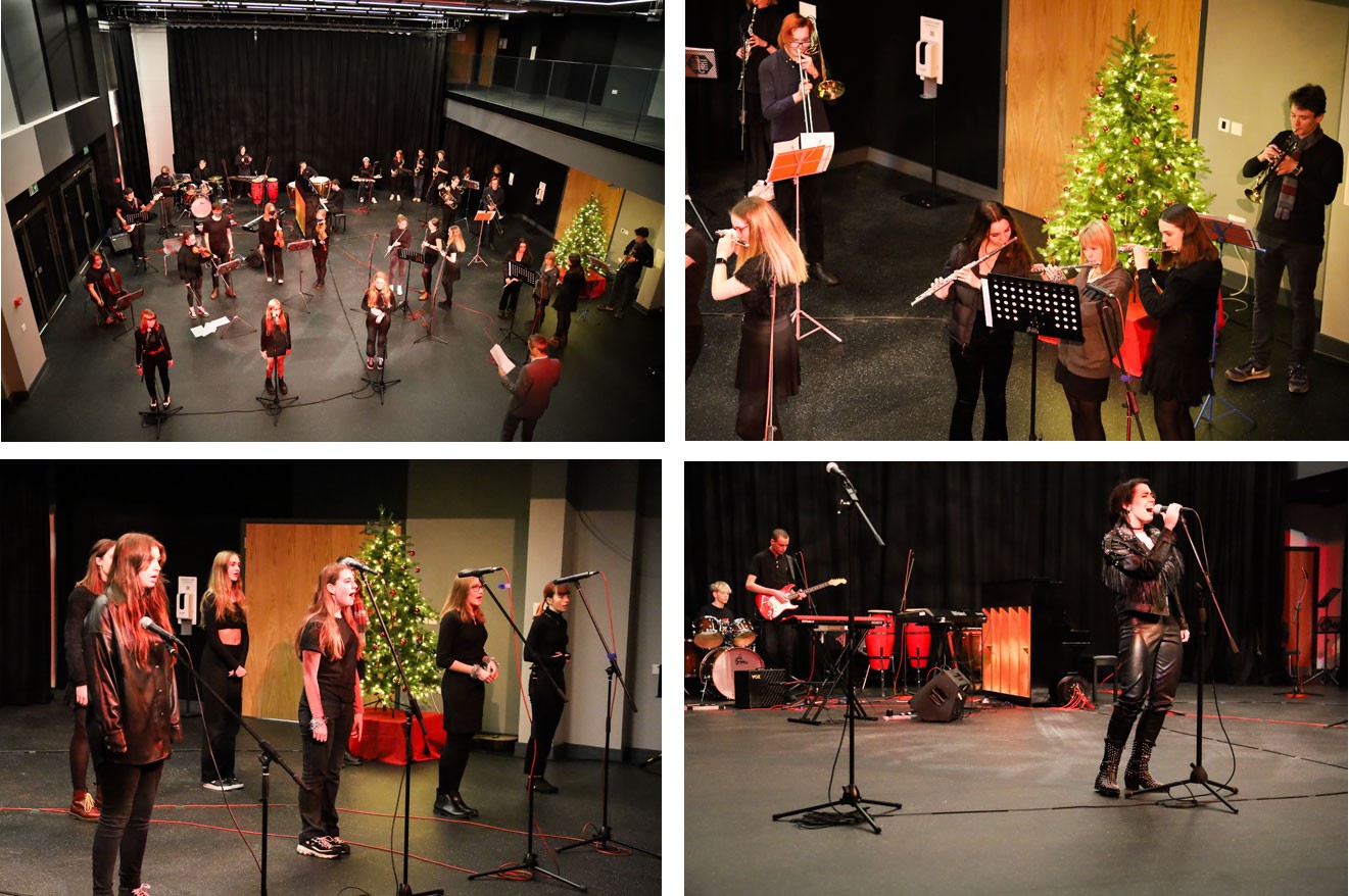 Students performing at the BHASVIC Music Virtual Christmas Concert