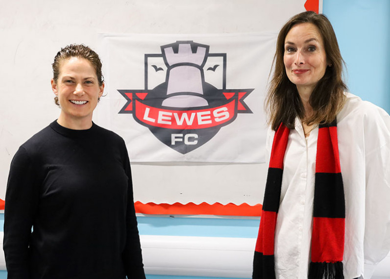 Karen Dobres (right) Director of Lewes FC and Kelly Lindsay (left) Head of Performance, Lewes FC