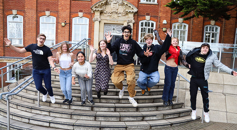 Students celebrating Ofsted outstanding grade for BHASVIC