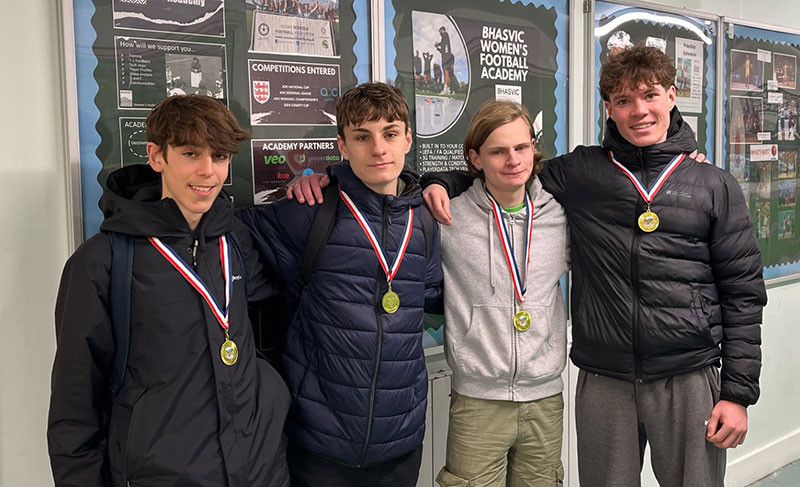 Students taking part in the Sussex Schools Cross Country and winning the boys senior team competition