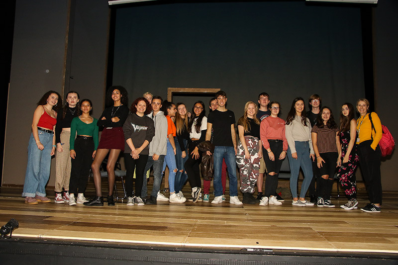 Students on the Theatre Royal stage