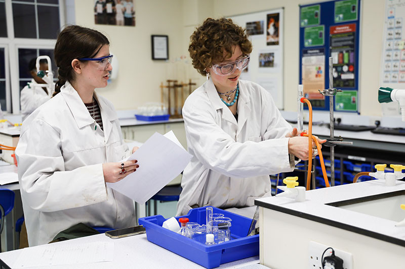 Izzy and Sylvie about to set up their refluxing condenser.