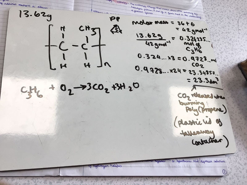 Achu’s calculation for her plastic item