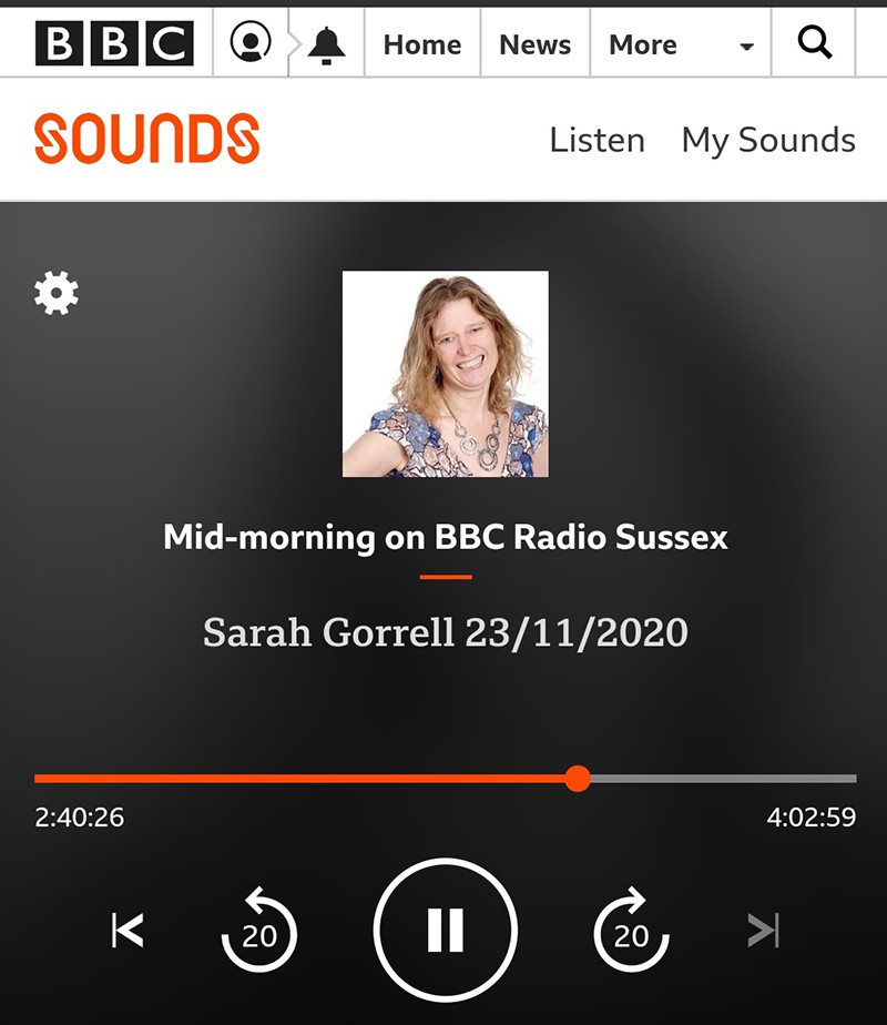BBC SOUNDS Radio Sussex screen shot